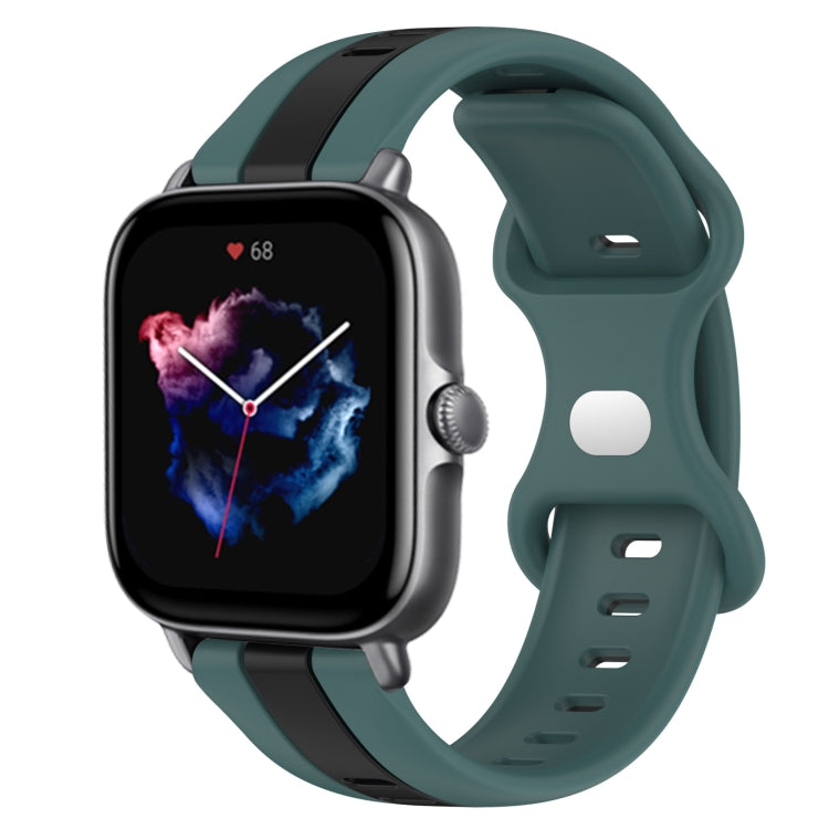 For Amazfit GTS 3 20mm Butterfly Buckle Two-Color Silicone Watch Band