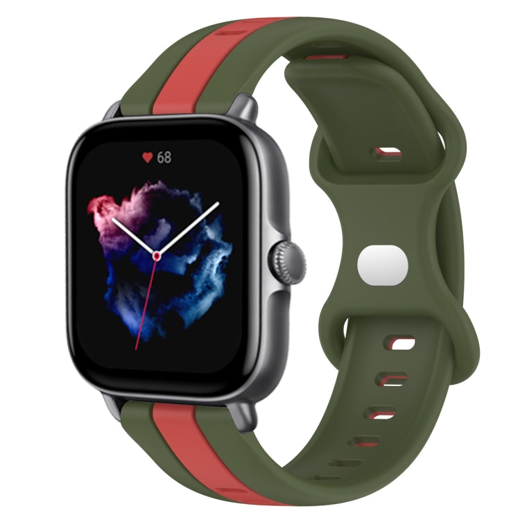 For Amazfit GTS 3 20mm Butterfly Buckle Two-Color Silicone Watch Band