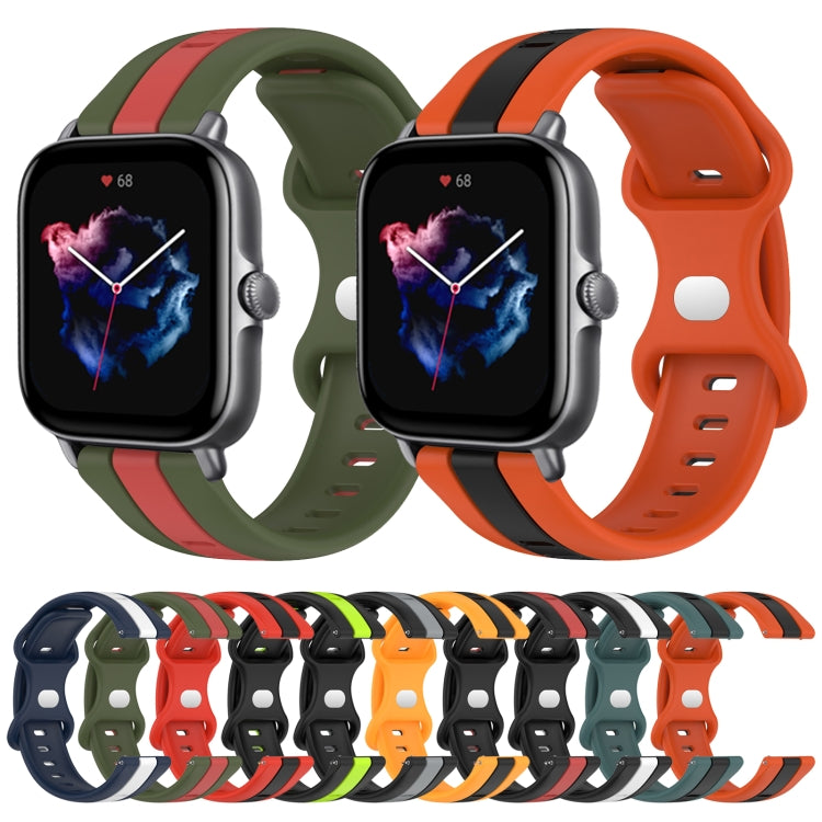 For Amazfit GTS 3 20mm Butterfly Buckle Two-Color Silicone Watch Band