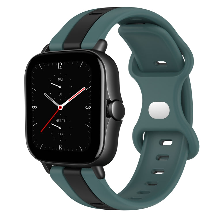 For Amazfit GTS 2E 20mm Butterfly Buckle Two-Color Silicone Watch Band
