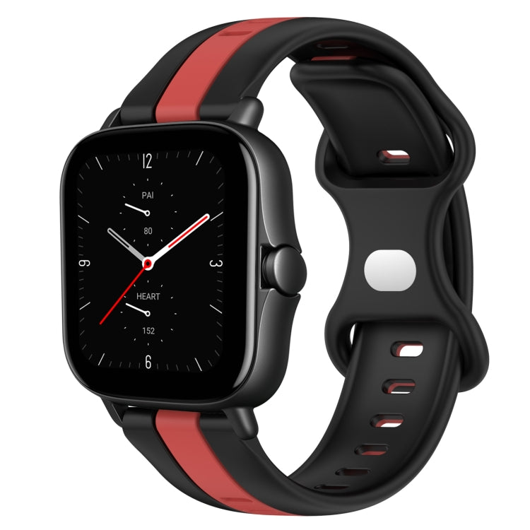For Amazfit GTS 2E 20mm Butterfly Buckle Two-Color Silicone Watch Band