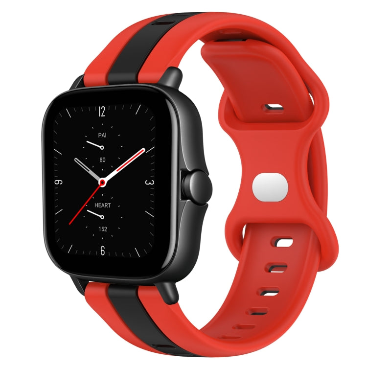For Amazfit GTS 2E 20mm Butterfly Buckle Two-Color Silicone Watch Band