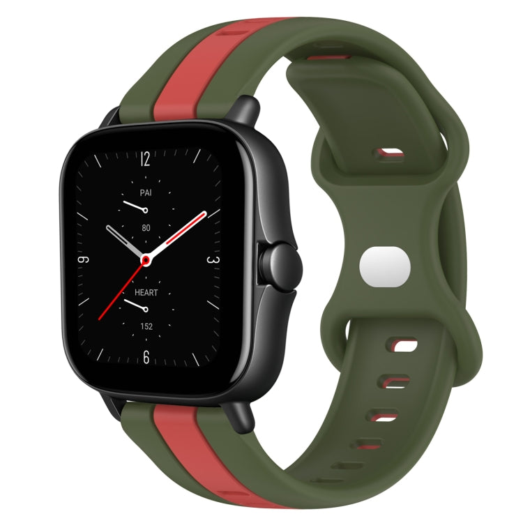 For Amazfit GTS 2E 20mm Butterfly Buckle Two-Color Silicone Watch Band