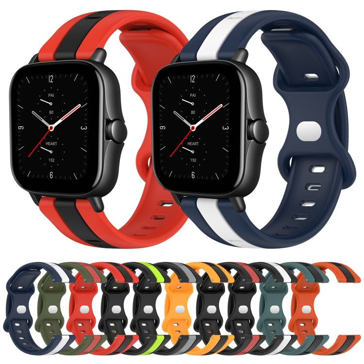 For Amazfit GTS 2E 20mm Butterfly Buckle Two-Color Silicone Watch Band