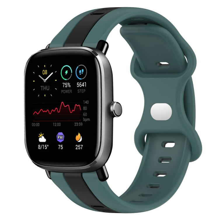 For Amazfit GTS 2 Mini 20mm Butterfly Buckle Two-Color Silicone Watch Band