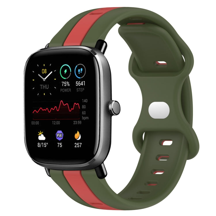 For Amazfit GTS 2 Mini 20mm Butterfly Buckle Two-Color Silicone Watch Band