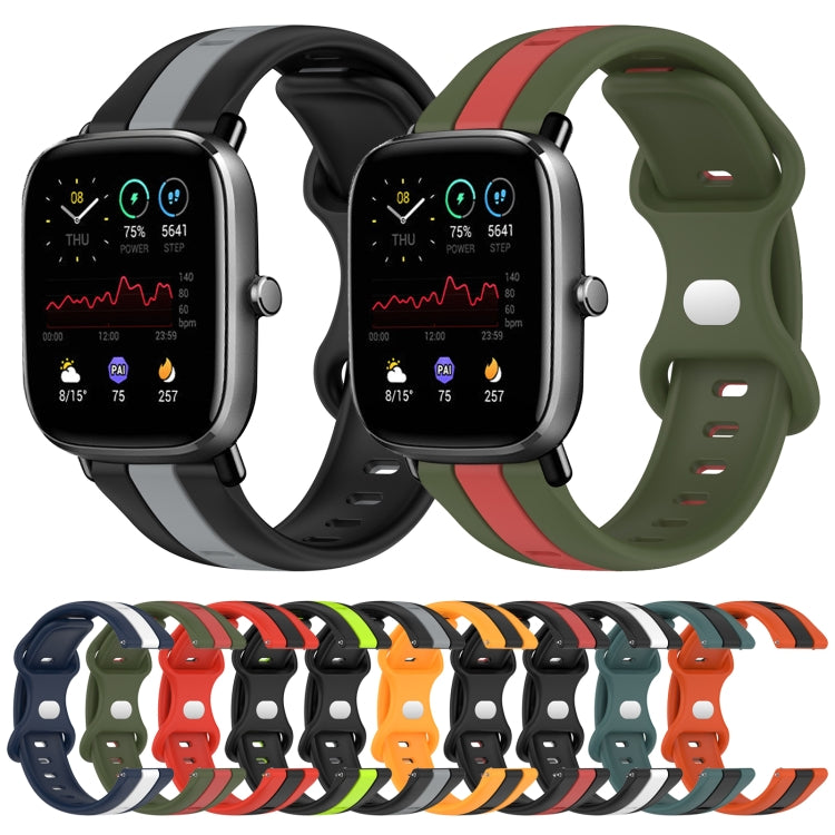 For Amazfit GTS 2 Mini 20mm Butterfly Buckle Two-Color Silicone Watch Band