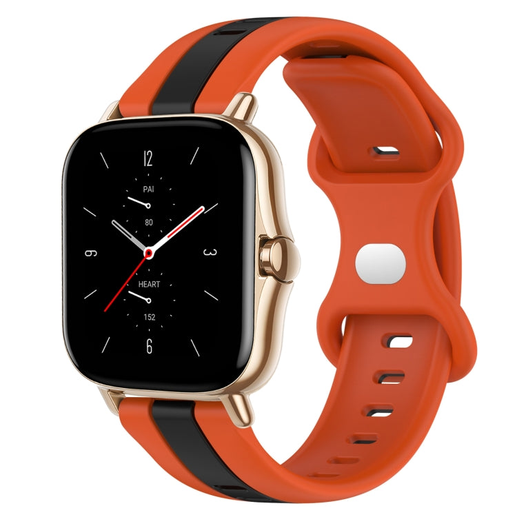 For Amazfit GTS 2 20mm Butterfly Buckle Two-Color Silicone Watch Band