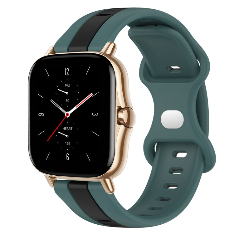 For Amazfit GTS 2 20mm Butterfly Buckle Two-Color Silicone Watch Band