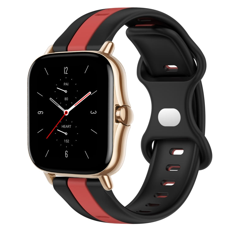 For Amazfit GTS 2 20mm Butterfly Buckle Two-Color Silicone Watch Band
