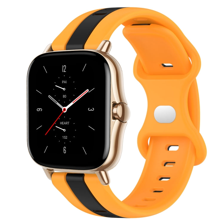 For Amazfit GTS 2 20mm Butterfly Buckle Two-Color Silicone Watch Band