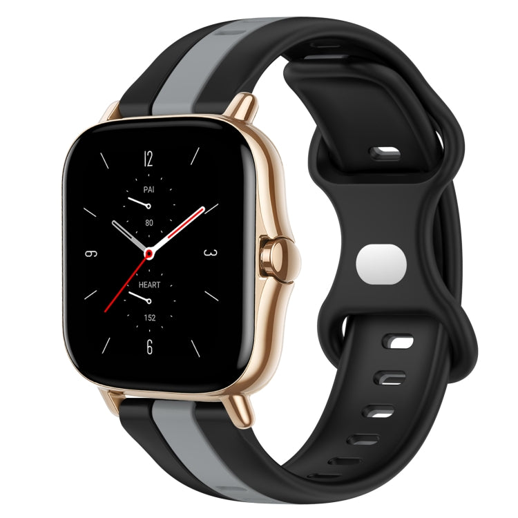 For Amazfit GTS 2 20mm Butterfly Buckle Two-Color Silicone Watch Band