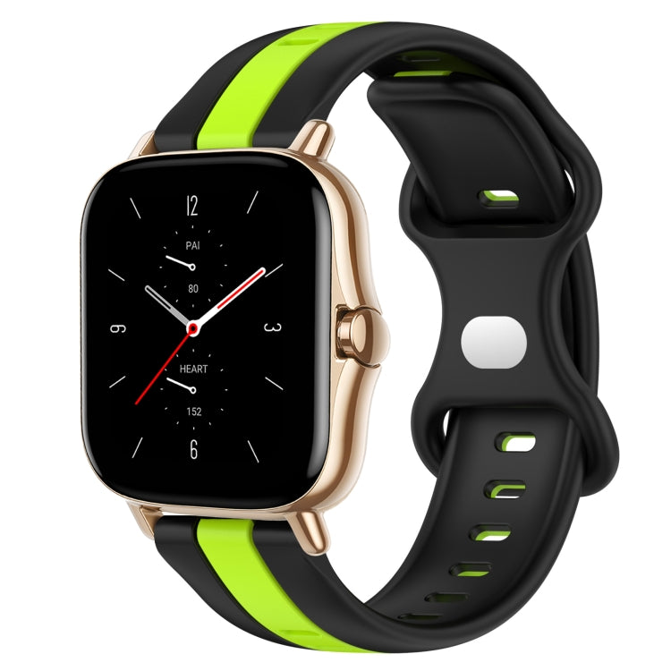 For Amazfit GTS 2 20mm Butterfly Buckle Two-Color Silicone Watch Band