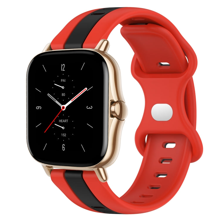 For Amazfit GTS 2 20mm Butterfly Buckle Two-Color Silicone Watch Band