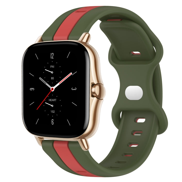 For Amazfit GTS 2 20mm Butterfly Buckle Two-Color Silicone Watch Band