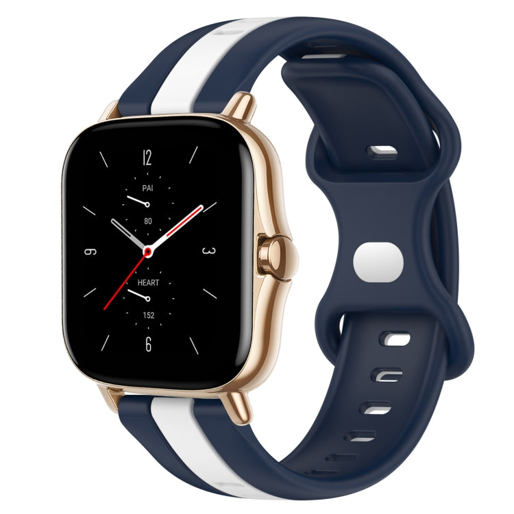 For Amazfit GTS 2 20mm Butterfly Buckle Two-Color Silicone Watch Band