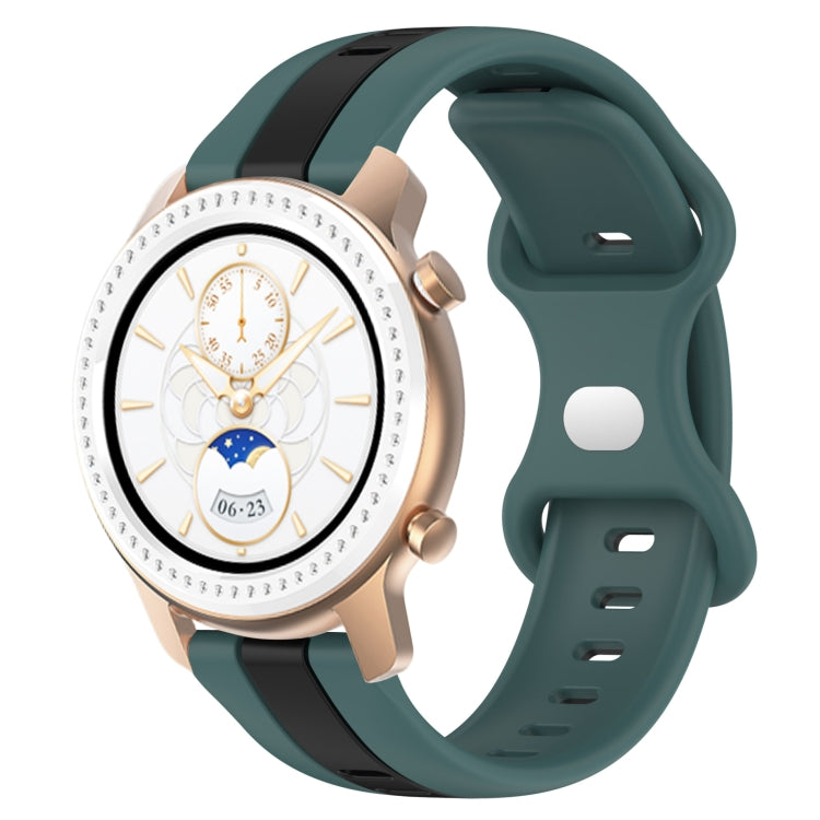 For Amazfit GTR 42mm 20mm Butterfly Buckle Two-Color Silicone Watch Band