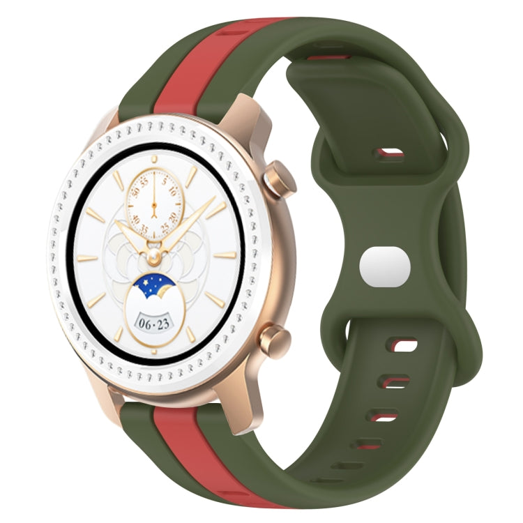 For Amazfit GTR 42mm 20mm Butterfly Buckle Two-Color Silicone Watch Band