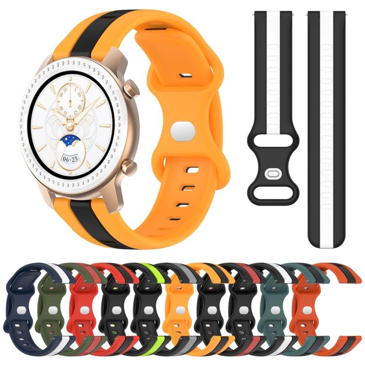 For Amazfit GTR 42mm 20mm Butterfly Buckle Two-Color Silicone Watch Band