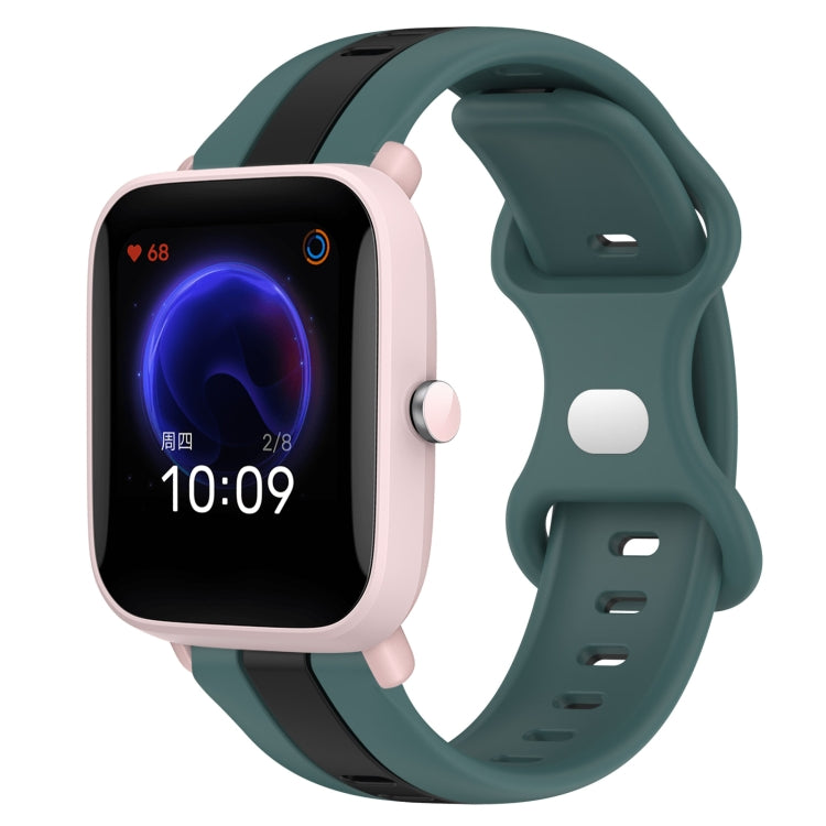 For Amazfit Pop 20mm Butterfly Buckle Two-Color Silicone Watch Band