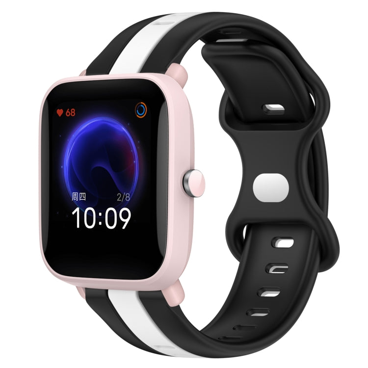 For Amazfit Pop 20mm Butterfly Buckle Two-Color Silicone Watch Band