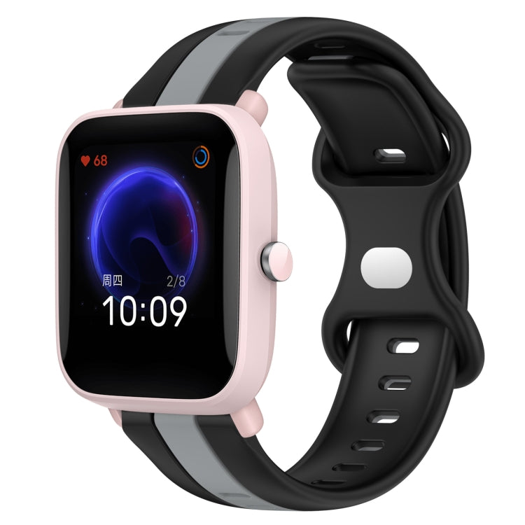 For Amazfit Pop 20mm Butterfly Buckle Two-Color Silicone Watch Band