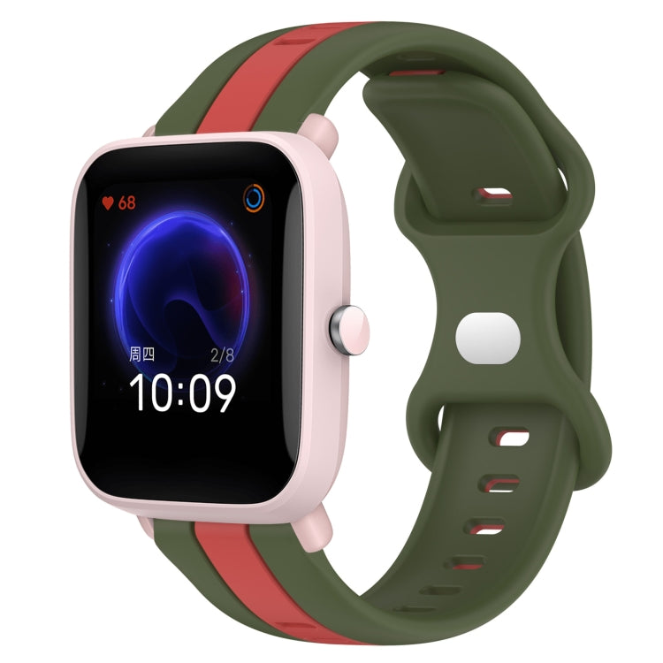 For Amazfit Pop 20mm Butterfly Buckle Two-Color Silicone Watch Band