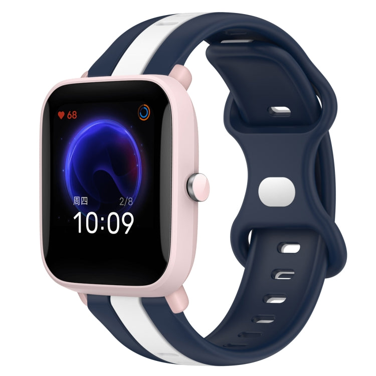 For Amazfit Pop 20mm Butterfly Buckle Two-Color Silicone Watch Band