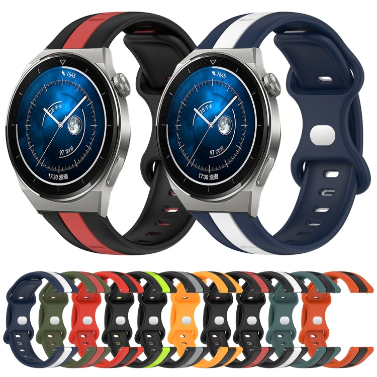 For Huawei Watch GT3 Pro 43mm 20mm Butterfly Buckle Two-Color Silicone Watch Band