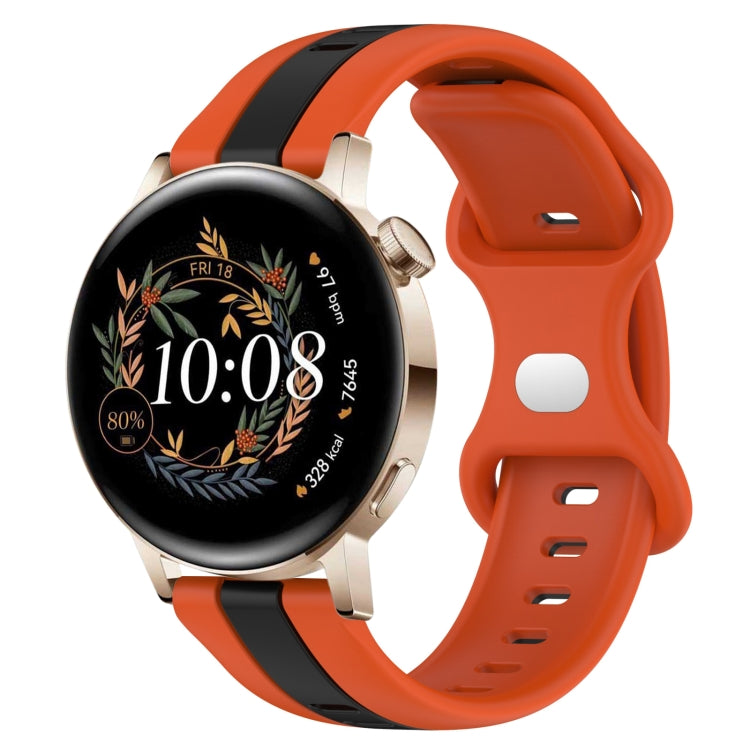 For Huawei Watch GT3 42mm 20mm Butterfly Buckle Two-Color Silicone Watch Band