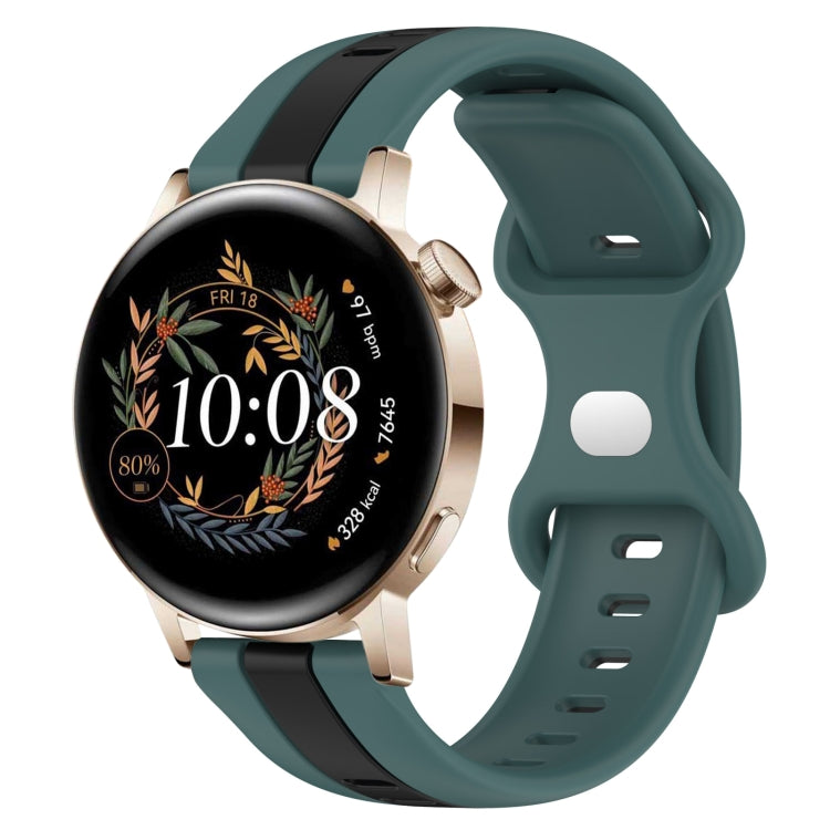 For Huawei Watch GT3 42mm 20mm Butterfly Buckle Two-Color Silicone Watch Band