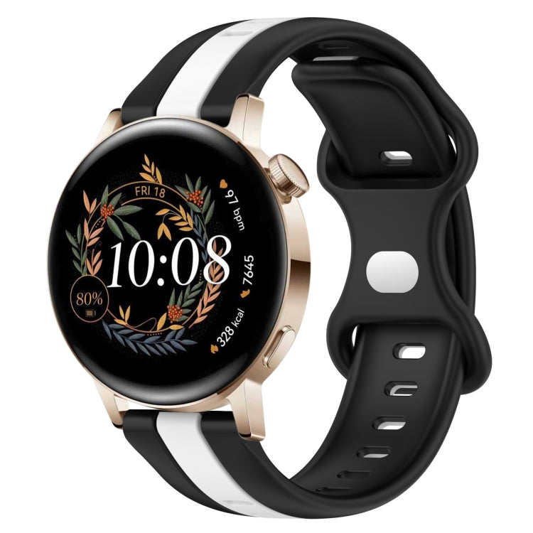 For Huawei Watch GT3 42mm 20mm Butterfly Buckle Two-Color Silicone Watch Band