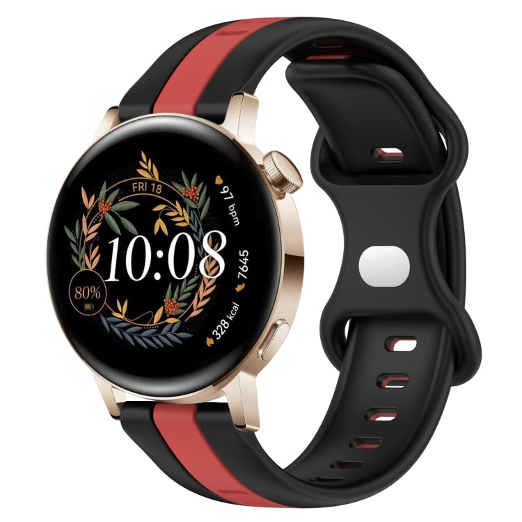 For Huawei Watch GT3 42mm 20mm Butterfly Buckle Two-Color Silicone Watch Band