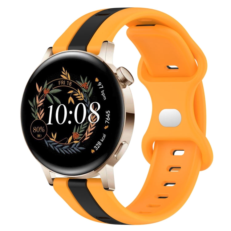 For Huawei Watch GT3 42mm 20mm Butterfly Buckle Two-Color Silicone Watch Band