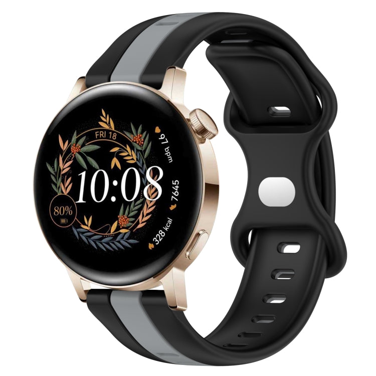 For Huawei Watch GT3 42mm 20mm Butterfly Buckle Two-Color Silicone Watch Band