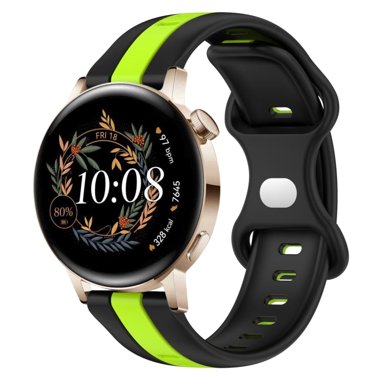 For Huawei Watch GT3 42mm 20mm Butterfly Buckle Two-Color Silicone Watch Band