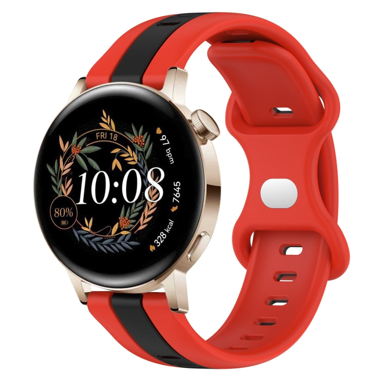 For Huawei Watch GT3 42mm 20mm Butterfly Buckle Two-Color Silicone Watch Band
