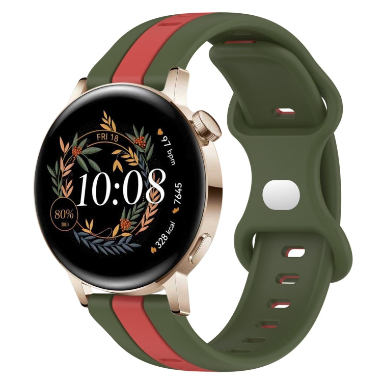 For Huawei Watch GT3 42mm 20mm Butterfly Buckle Two-Color Silicone Watch Band