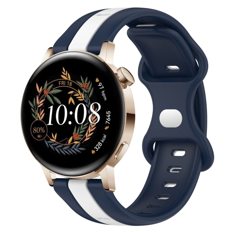 For Huawei Watch GT3 42mm 20mm Butterfly Buckle Two-Color Silicone Watch Band