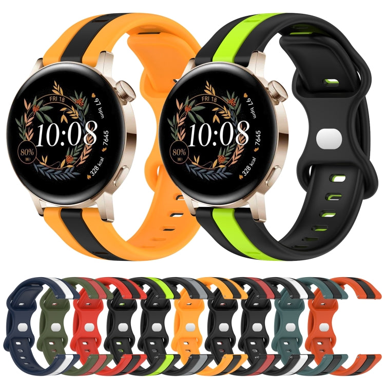 For Huawei Watch GT3 42mm 20mm Butterfly Buckle Two-Color Silicone Watch Band