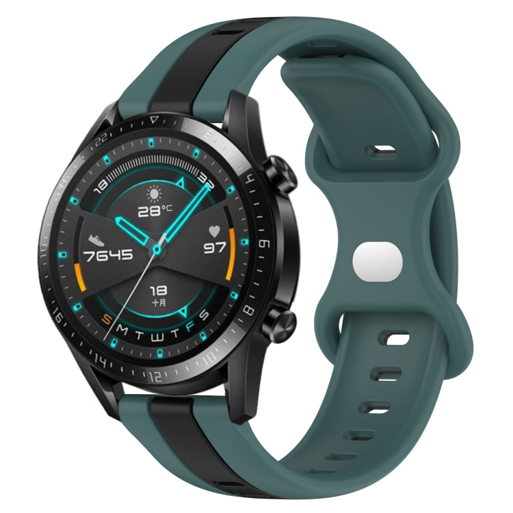 For Huawei Watch GT2 42mm 20mm Butterfly Buckle Two-Color Silicone Watch Band