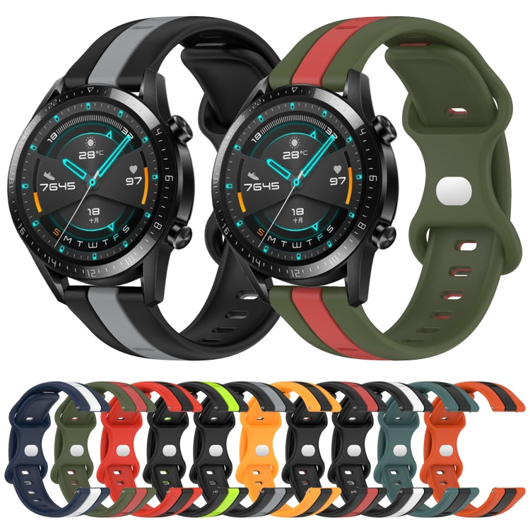 For Huawei Watch GT2 42mm 20mm Butterfly Buckle Two-Color Silicone Watch Band