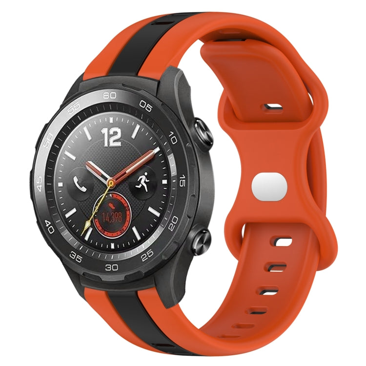 For Huawei Watch 2 20mm Butterfly Buckle Two-Color Silicone Watch Band