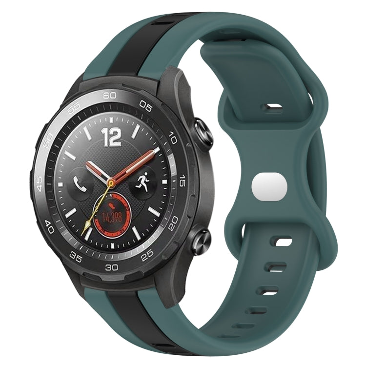 For Huawei Watch 2 20mm Butterfly Buckle Two-Color Silicone Watch Band