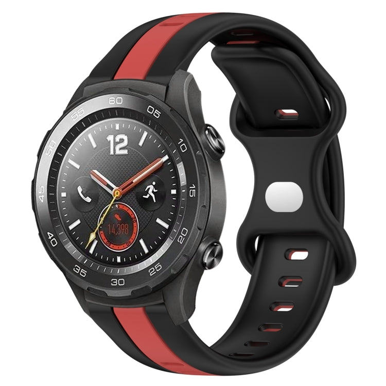For Huawei Watch 2 20mm Butterfly Buckle Two-Color Silicone Watch Band