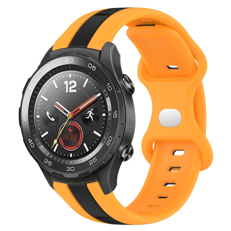 For Huawei Watch 2 20mm Butterfly Buckle Two-Color Silicone Watch Band