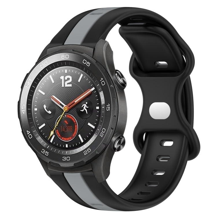 For Huawei Watch 2 20mm Butterfly Buckle Two-Color Silicone Watch Band