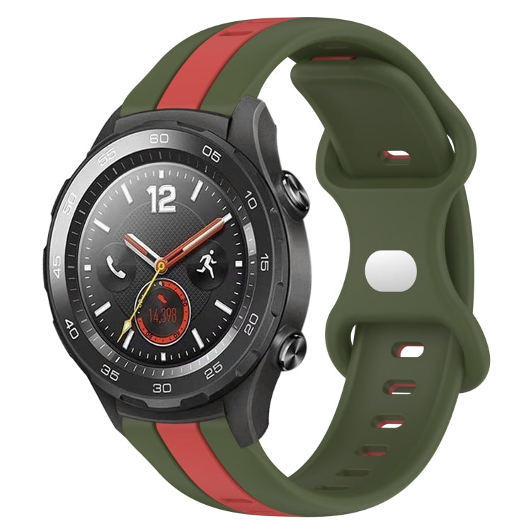 For Huawei Watch 2 20mm Butterfly Buckle Two-Color Silicone Watch Band