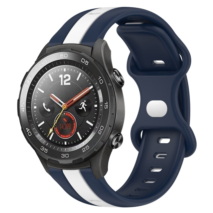 For Huawei Watch 2 20mm Butterfly Buckle Two-Color Silicone Watch Band