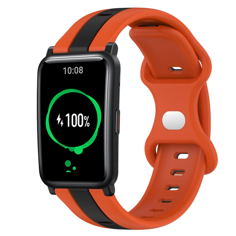 For Honor Watch ES 20mm Butterfly Buckle Two-Color Silicone Watch Band